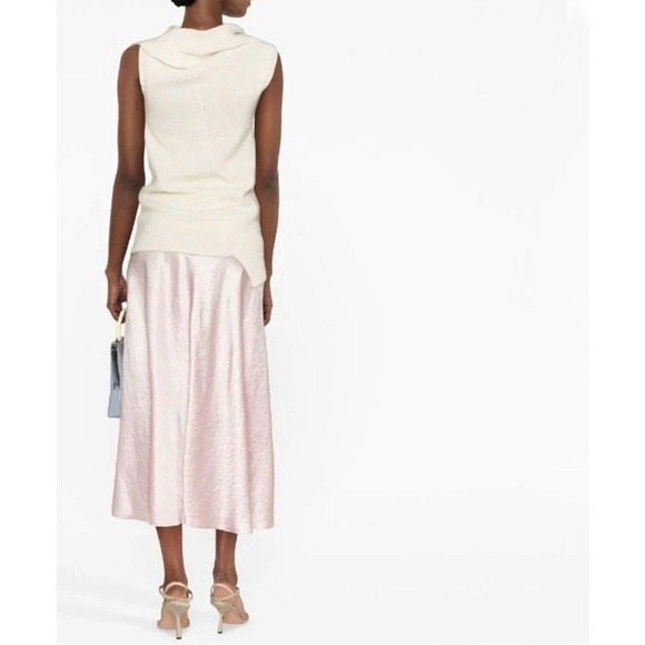 Vince raw edge light pink shiny slip skirt - Picture 3 of 7